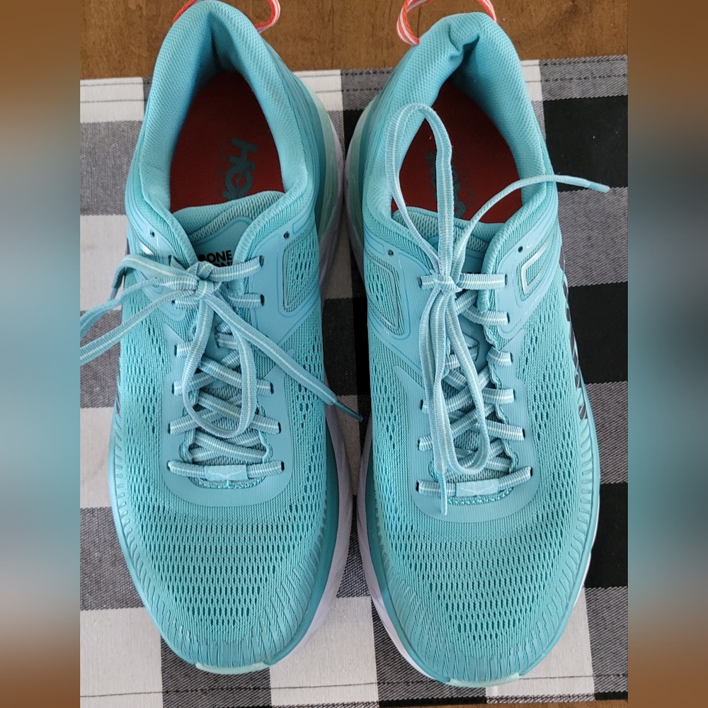 Hoka One One Women's Athletic Shoes in Teal with Coral Accents